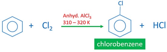 benzene and chlorine with AlCl3